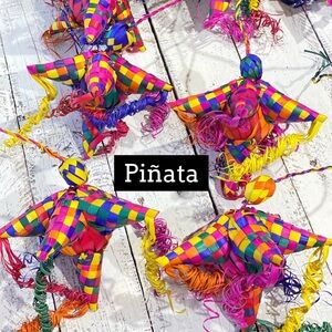 NWOT- 100% hand woven palm. Bundle of 6.Colorful Piñata Decorations